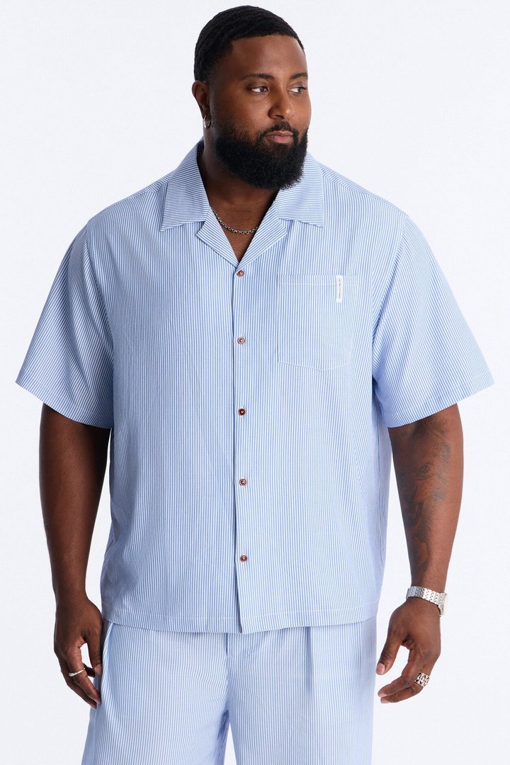 Relaxed Saltair Stripe Button Up Shirt - Blue/combo