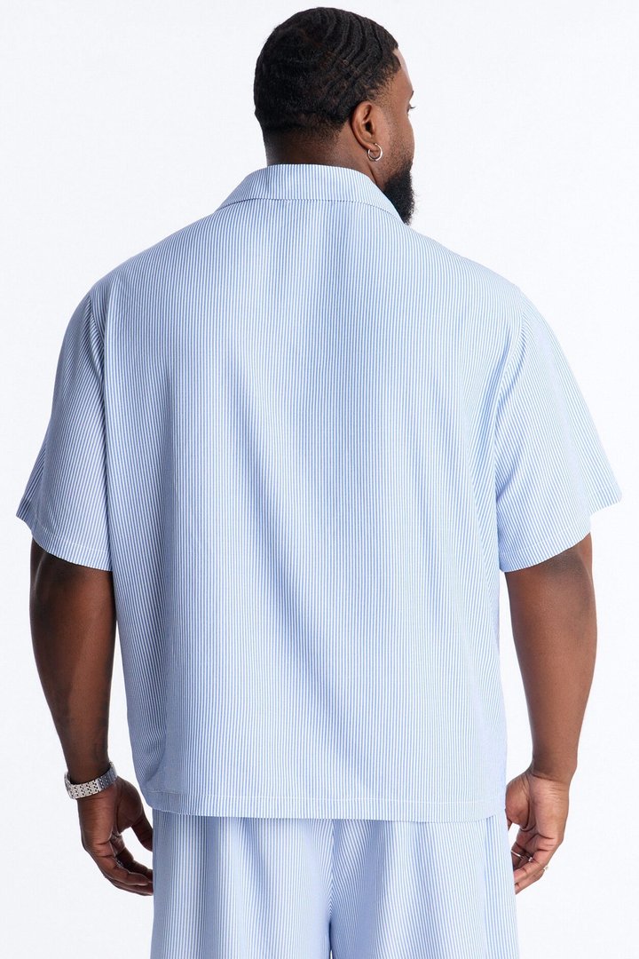 Relaxed Saltair Stripe Button Up Shirt - Blue/combo