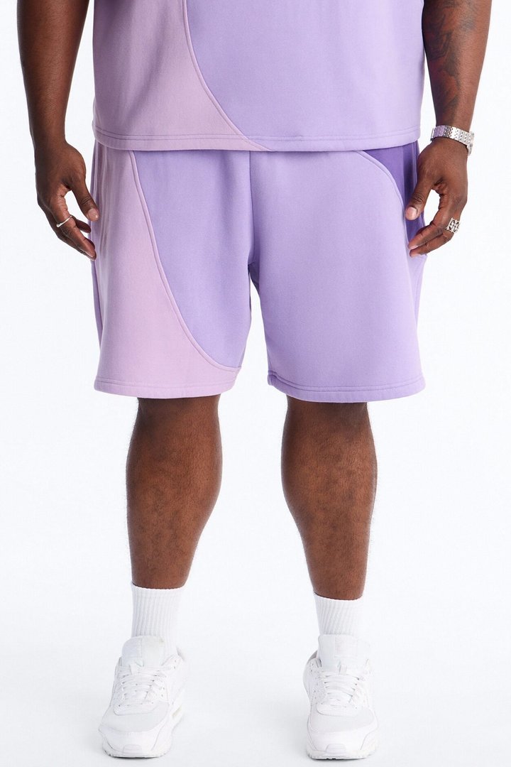 Neapolitan Paneled Relaxed Sweatshort - Purple/combo