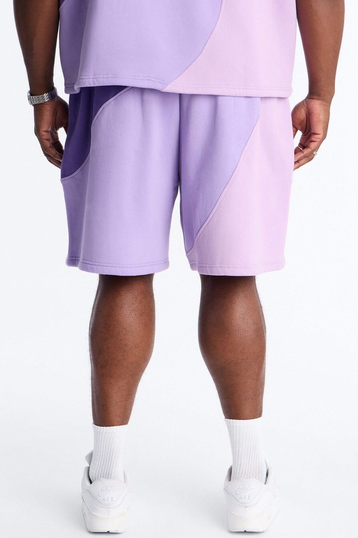 Neapolitan Paneled Relaxed Sweatshort - Purple/combo