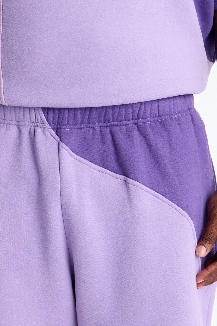 Neapolitan Paneled Relaxed Sweatshort - Purple/combo