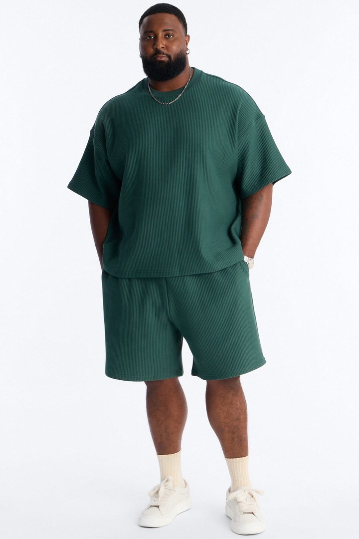 Textured Relaxed Sweatshort - Hunter Green