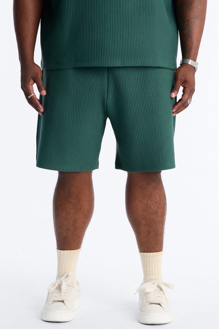 Textured Relaxed Sweatshort - Hunter Green