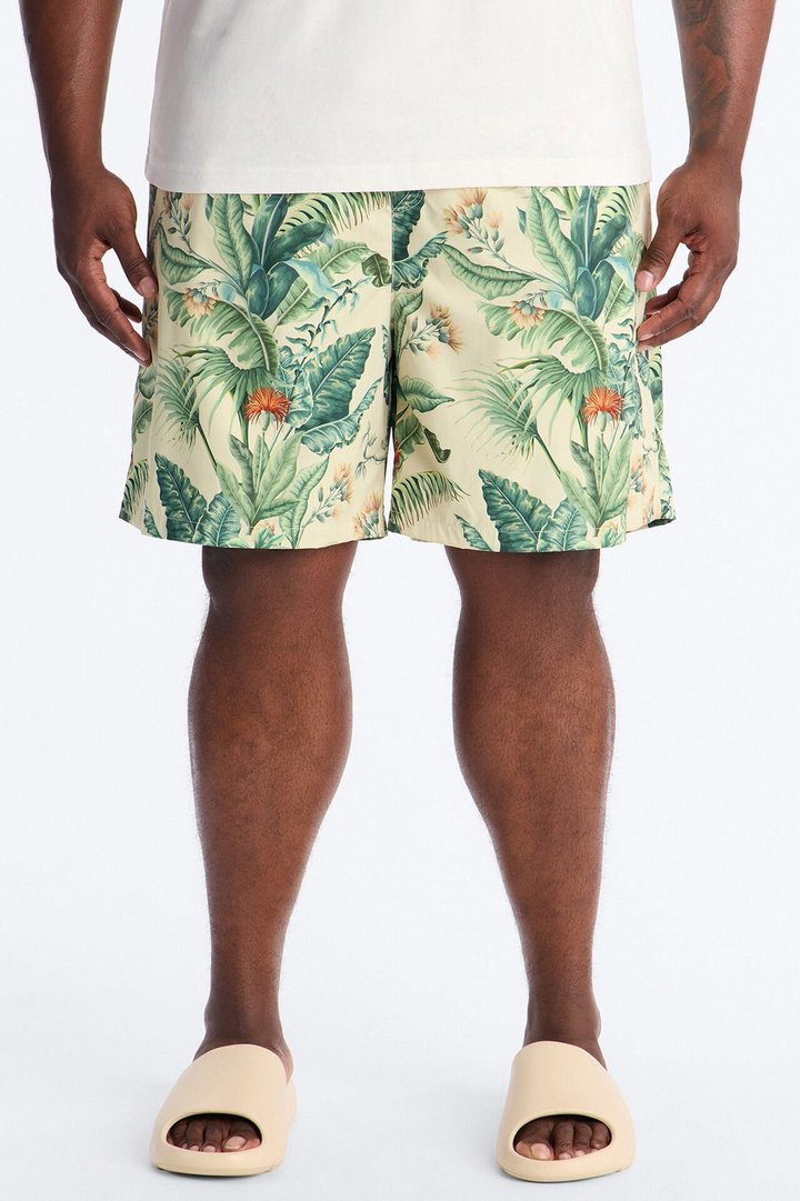 Tropical Cabana Swim Trunk 7″ - Green