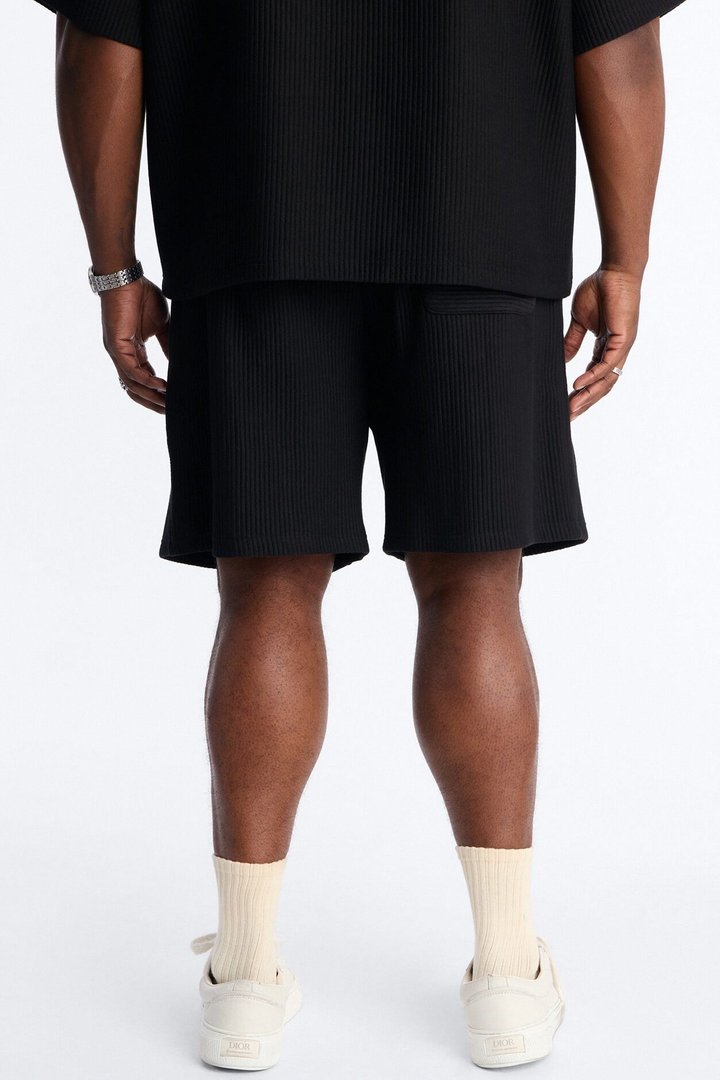 Textured Relaxed Sweatshort - Black