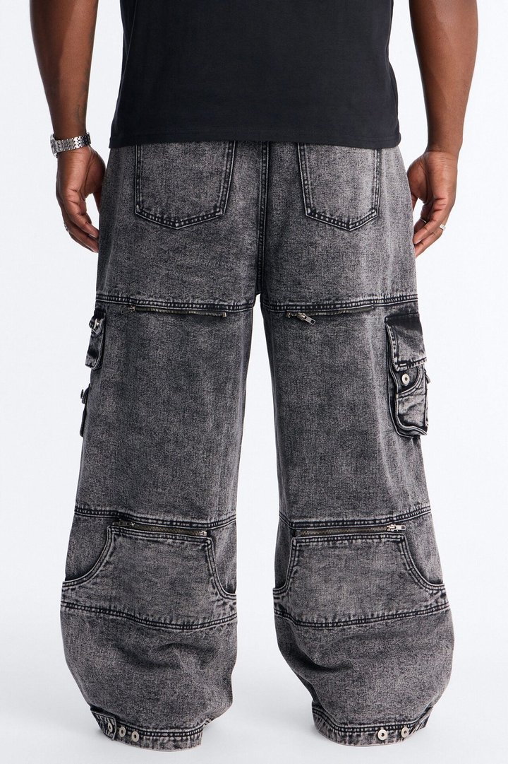 Zip-Off 2 Way Baggy Cargo Jean - Black Wash