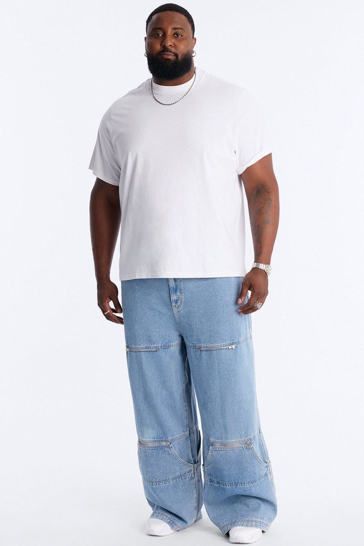 Zip-Off 2 Way Baggy Jean - Light Blue Wash