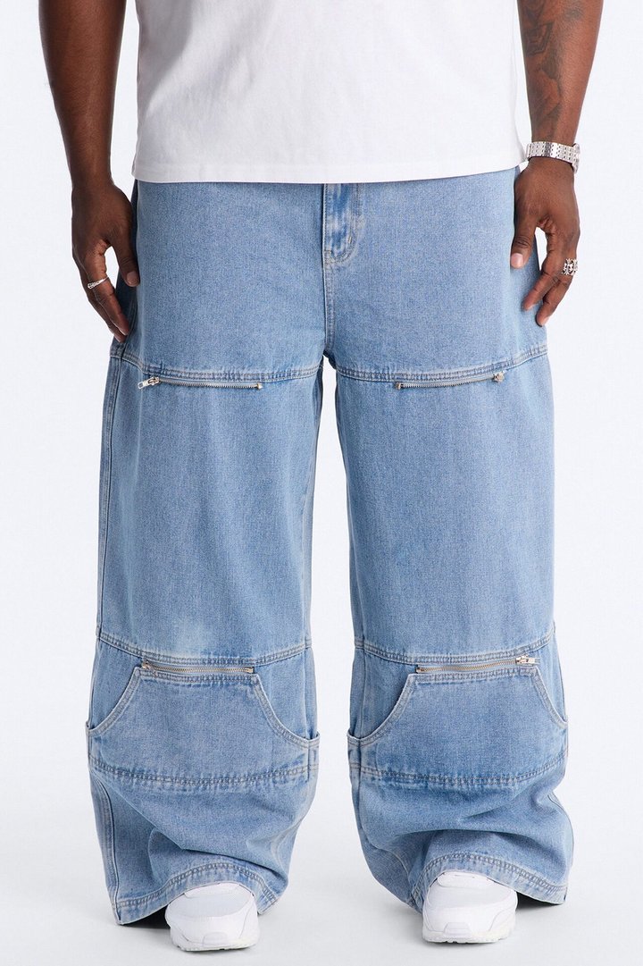 Zip-Off 2 Way Baggy Jean - Light Blue Wash