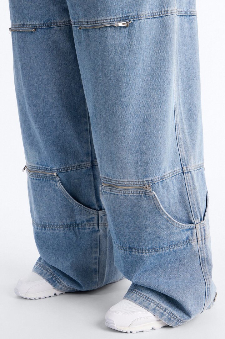 Zip-Off 2 Way Baggy Jean - Light Blue Wash