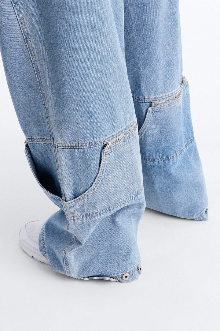 Zip-Off 2 Way Baggy Jean - Light Blue Wash