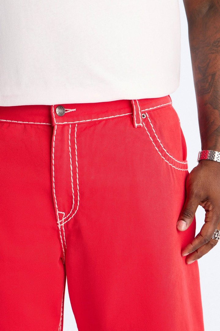 Heavy Stitch Barrel Jean - Red