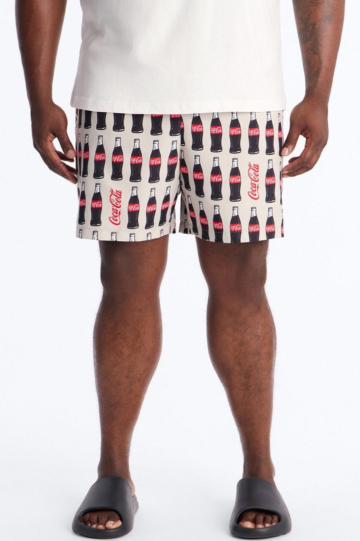 Coca-Cola Vintage Bottle Swim Trunk 7″ - Sand