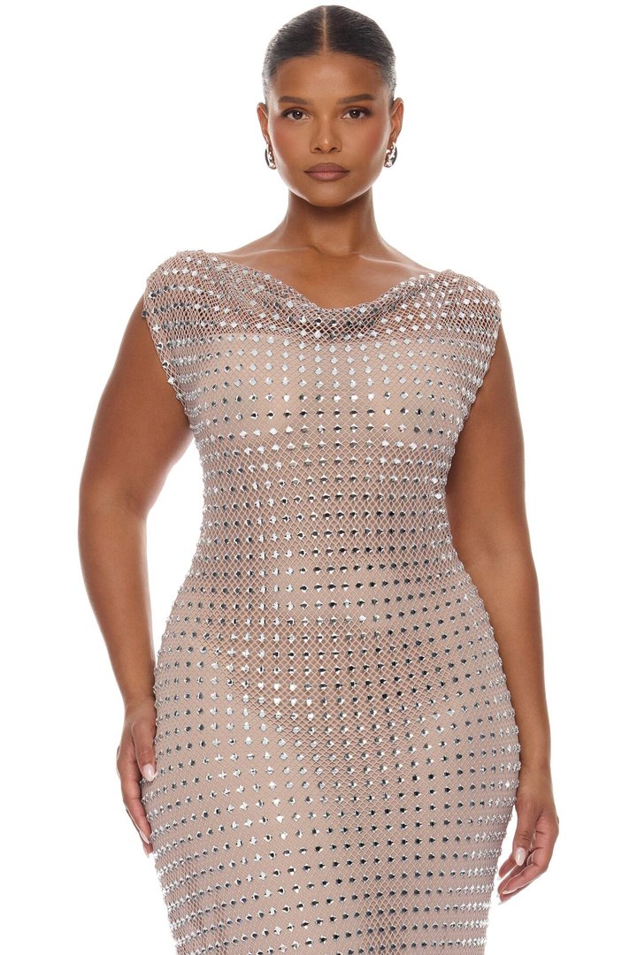 Belong To You Rhinestone Gown - Nude