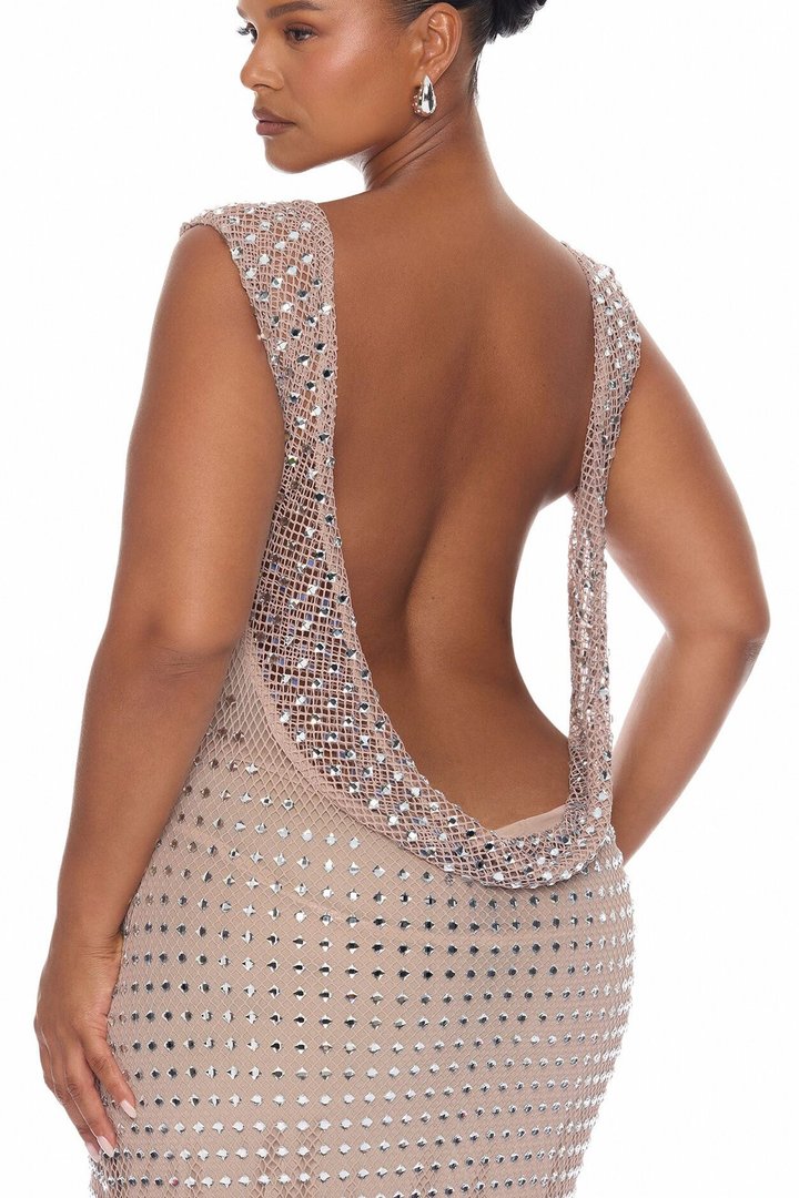 Belong To You Rhinestone Gown - Nude