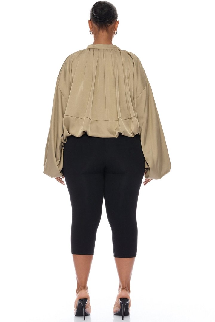 Marianna Balloon Sleeve Satin Jacket - Sage