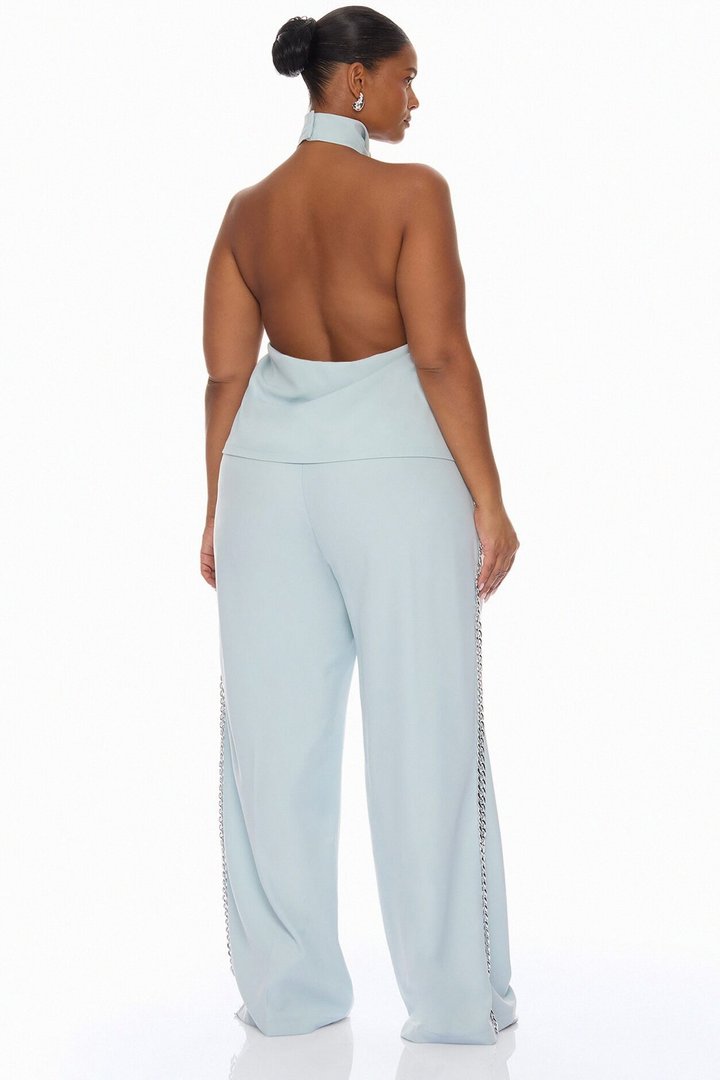 Destiny Chain Hardware Pant Set - Light Blue