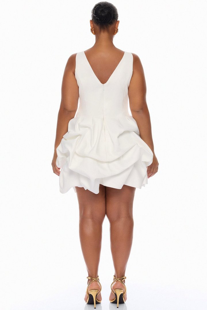 Kassidy Bubble Hem Mini Dress - White