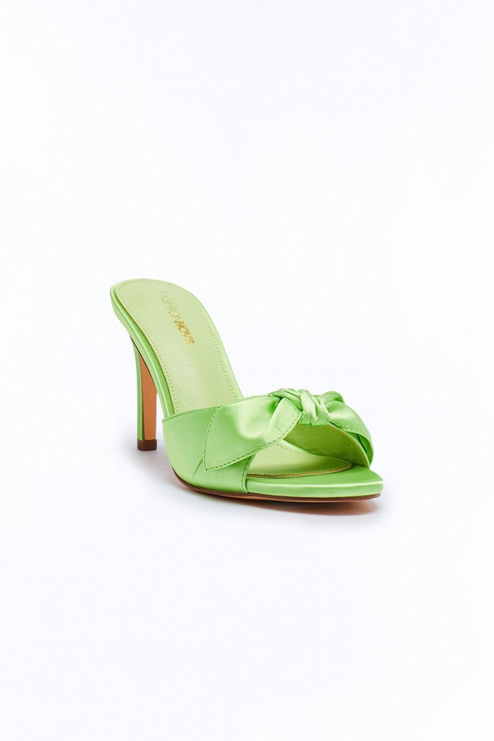 Blakely Satin Bow Heels - Green