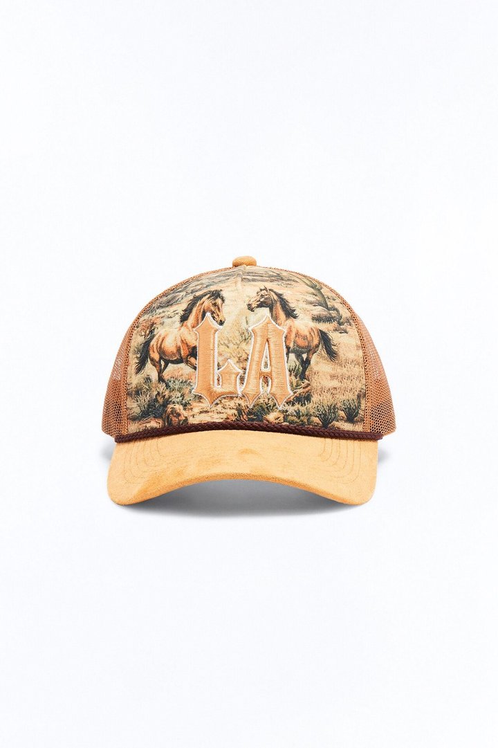 Wild West LA Trucker Snapback Hat - Brown