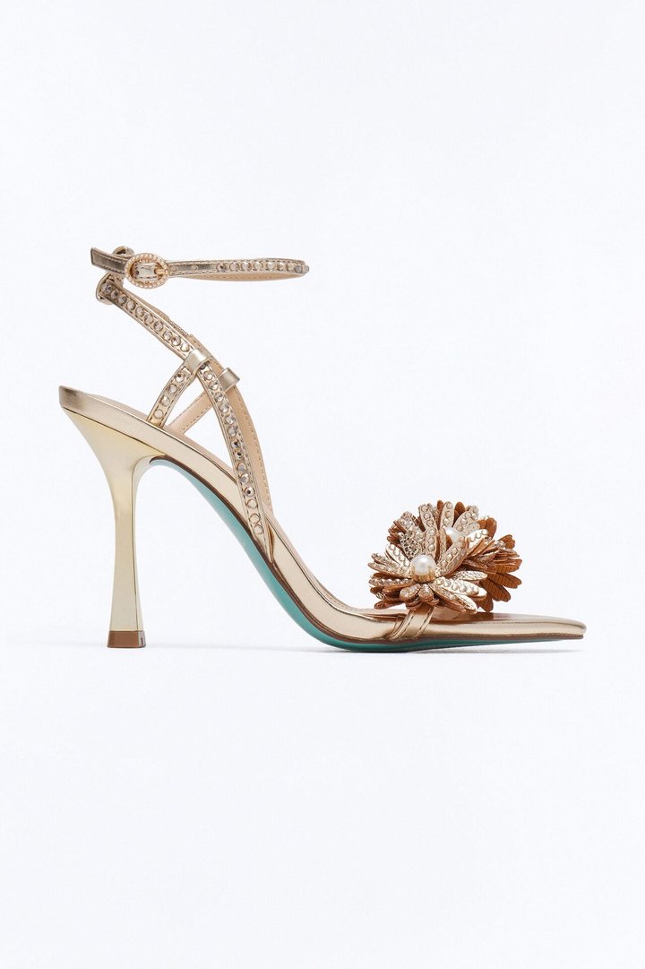 Betsey Johnson Mylee Embellished Heels - Gold