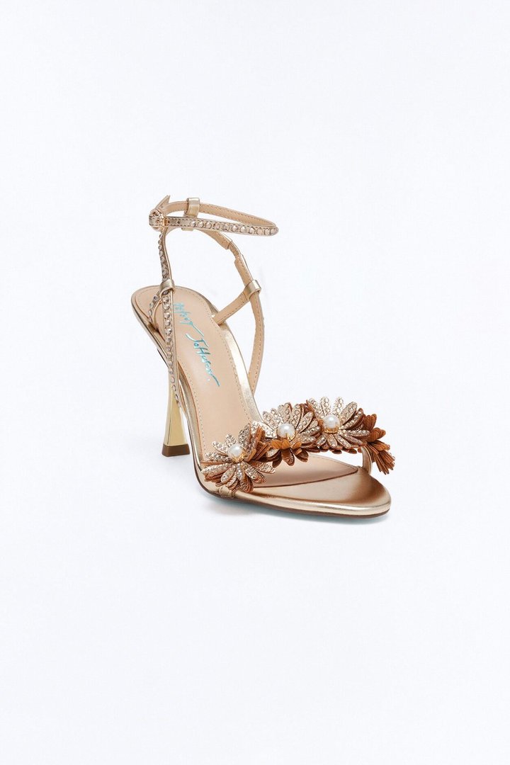Betsey Johnson Mylee Embellished Heels - Gold