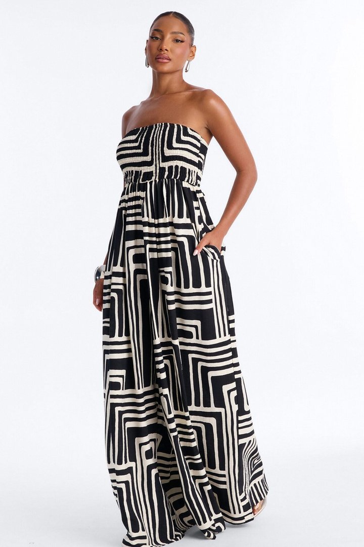 Aurora Strapless Wide Leg Jumpsuit - Black
