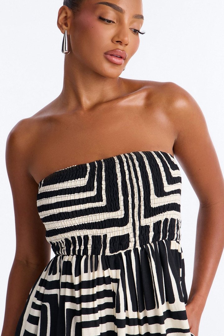 Aurora Strapless Wide Leg Jumpsuit - Black