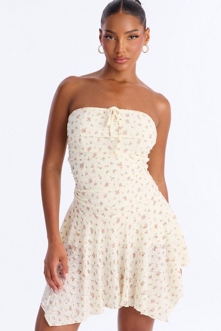 Fiona Floral Lace Mini Dress - Cream/combo