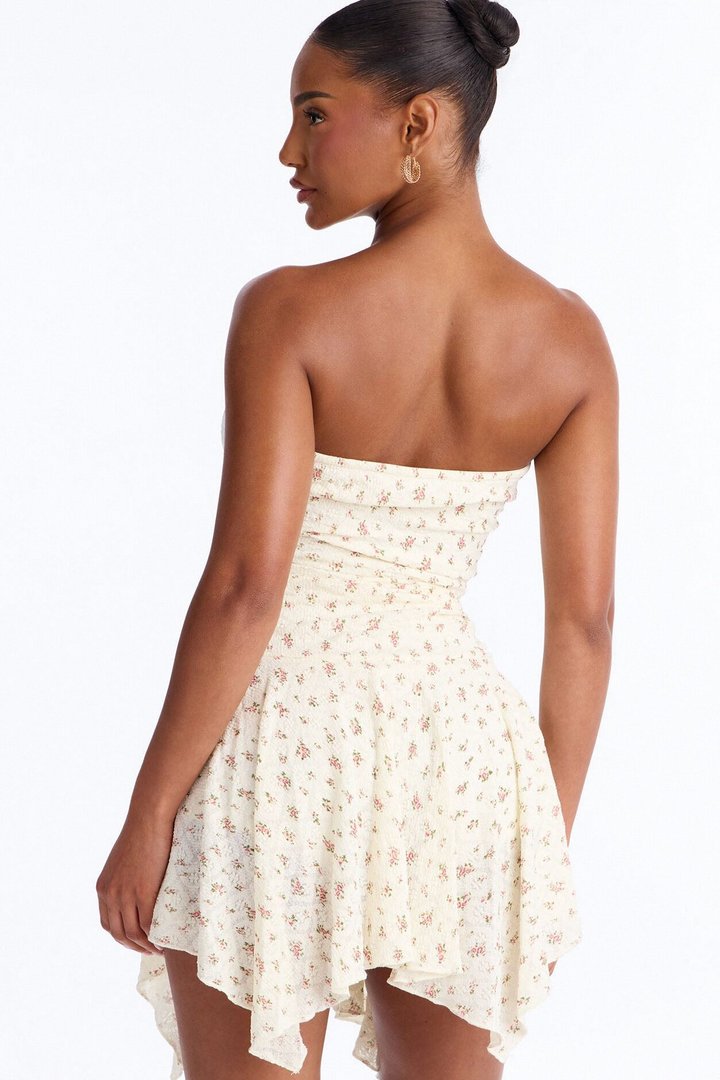 Fiona Floral Lace Mini Dress - Cream/combo