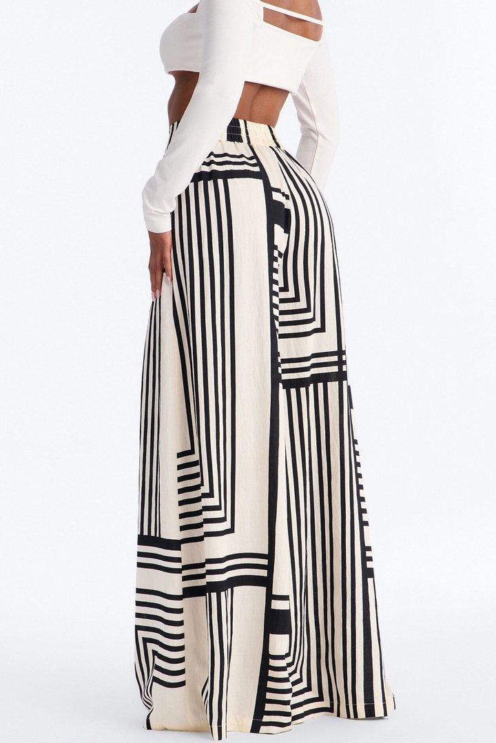 Pamela Geometric Wide Leg Pant - Navy/combo