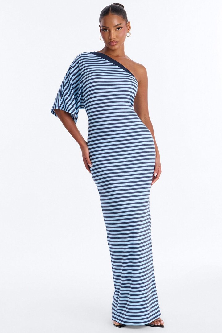 Dream State One Shoulder Maxi Dress - Blue/combo