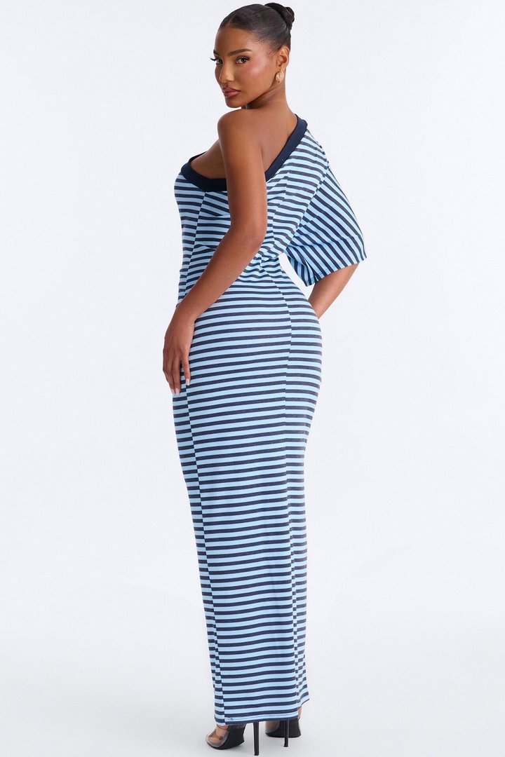Dream State One Shoulder Maxi Dress - Blue/combo
