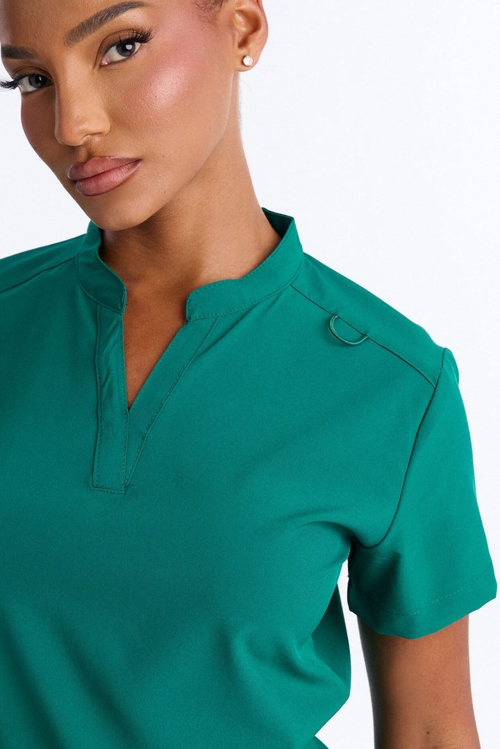 It's Go Time Collared Open Leg Uniform Scrub Set - Hunter