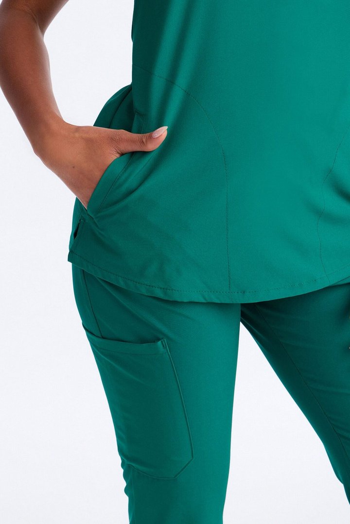 It's Go Time Collared Open Leg Uniform Scrub Set - Hunter