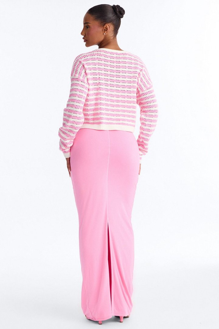 Gigi 2 Piece Maxi Dress Cardigan Set - Pink