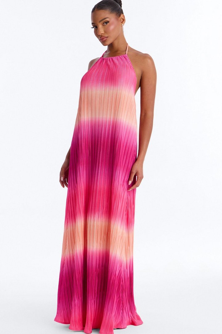Summer Bliss Plisse Maxi Dress - Pink/combo