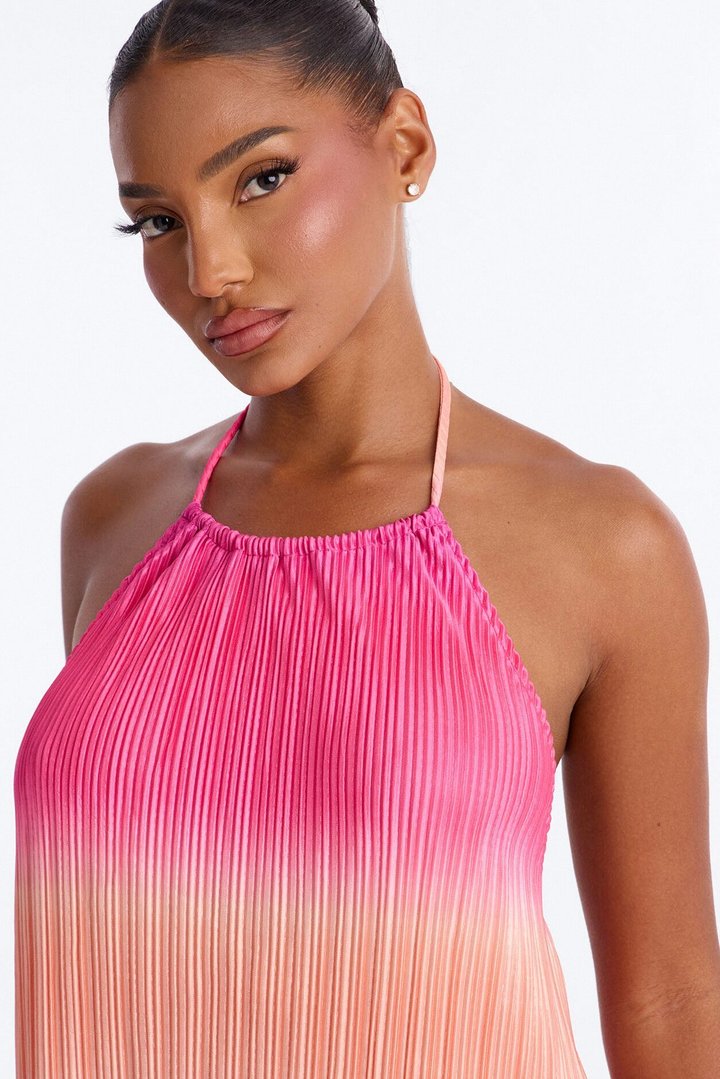 Summer Bliss Plisse Maxi Dress - Pink/combo