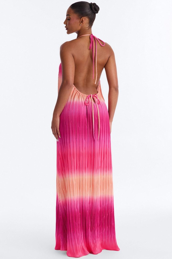 Summer Bliss Plisse Maxi Dress - Pink/combo