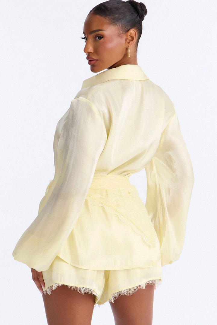 Morgan Organza Lace 3 Piece Short Set - Yellow