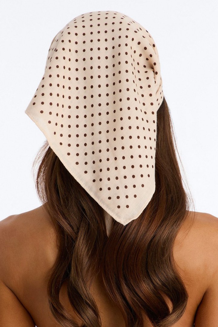 Kaitlyn Polka Dot Head Scarf - Taupe