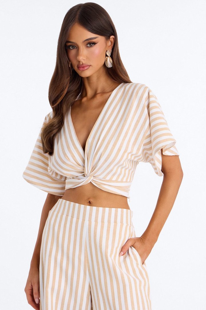 Nantucket Stripe Pant Set - Taupe