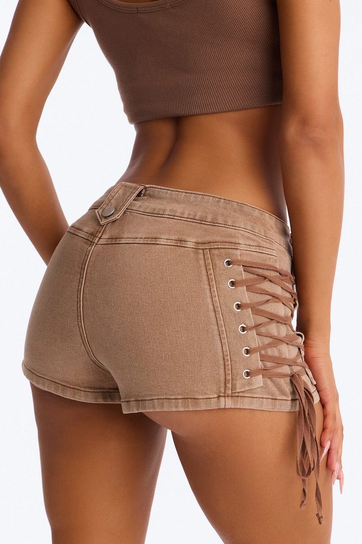 After Hours Lace Up Hot Short - Khaki