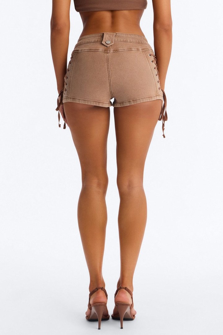 After Hours Lace Up Hot Short - Khaki