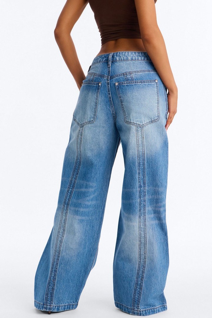 Wrong Zip Code Wide Leg Jeans - Light Wash
