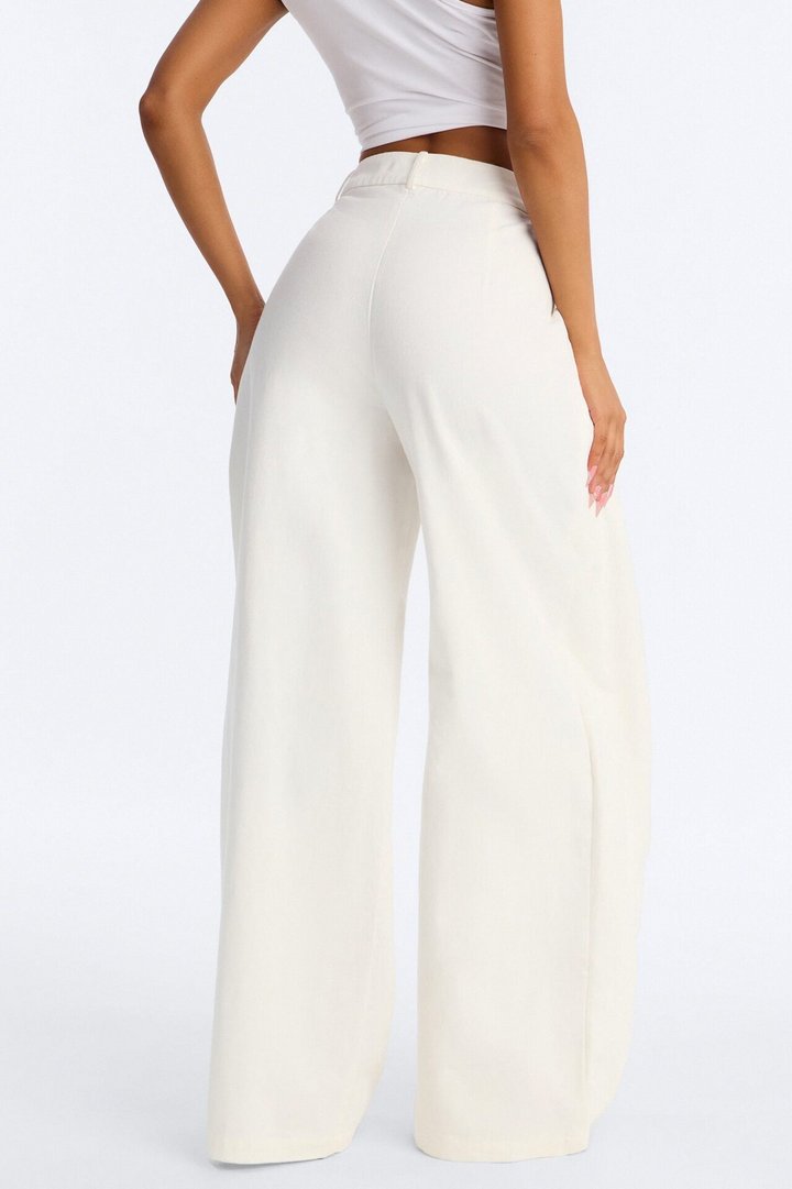 Marjorie High Rise Wrapped Wide Leg Pant - White