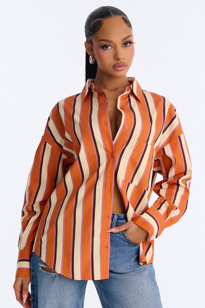 I'm The Main Topic Striped Shirt - Orange/combo