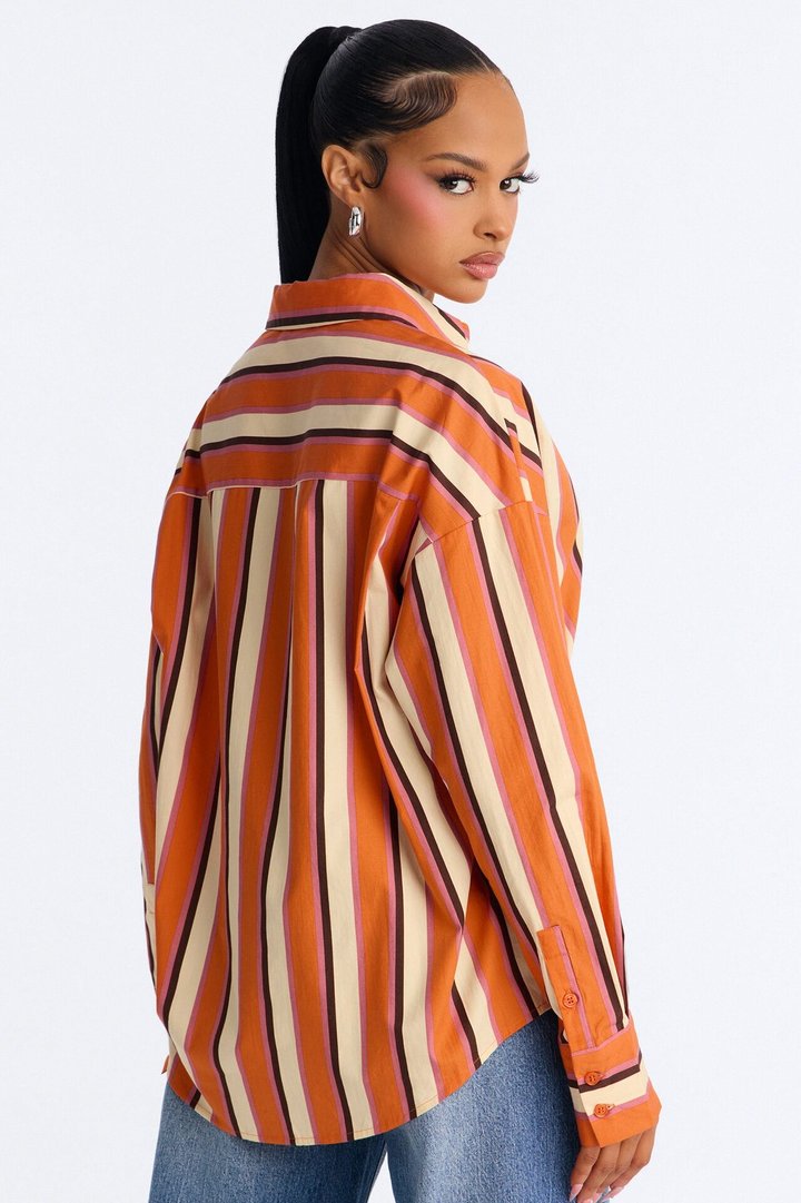 I'm The Main Topic Striped Shirt - Orange/combo