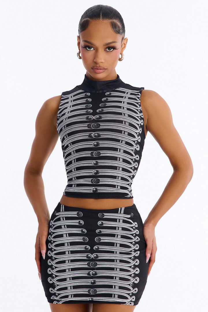 Cadet Chic Mesh Skirt Set - Black/combo