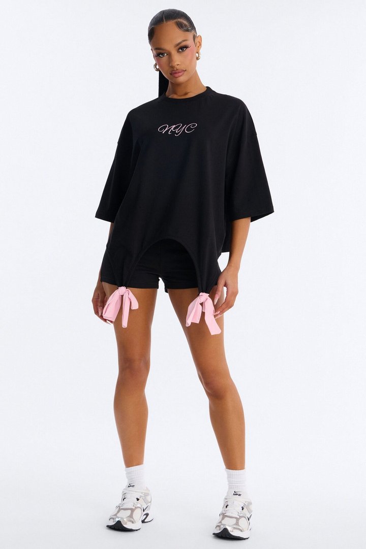 New York Or BowWhere Short Set - Black/Pink