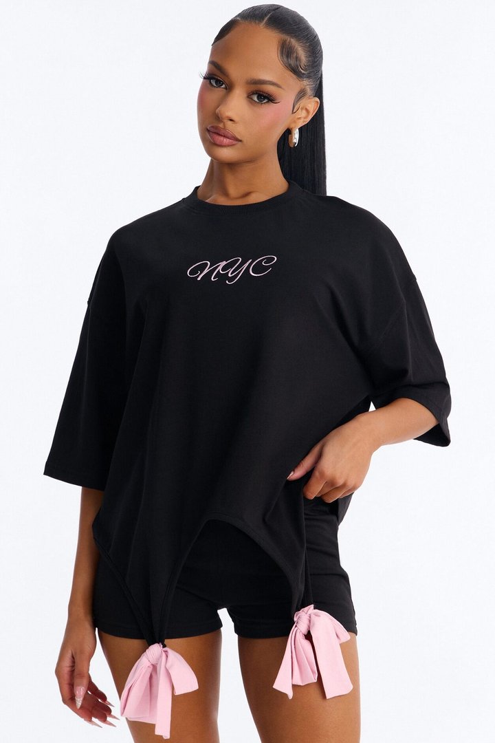 New York Or BowWhere Short Set - Black/Pink